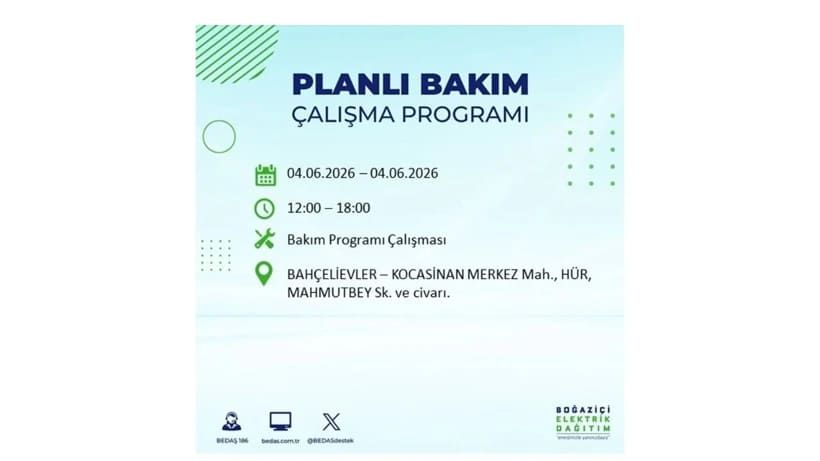 Milyonları ilgilendiriyor: İstanbul'da elektrikler kesilecek 6