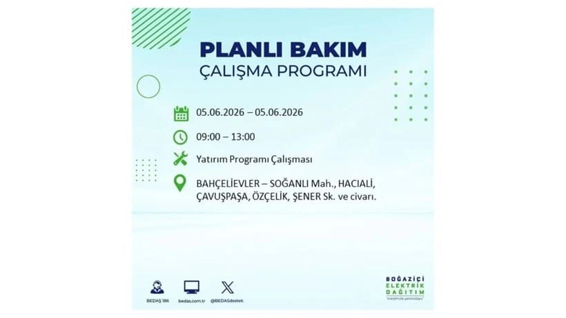 İstanbul'da 5 Haziran Cuma günü büyük elektrik kesintileri olacak! İşte ilçe ilçe kesinti yaşanacak bölgeler 11
