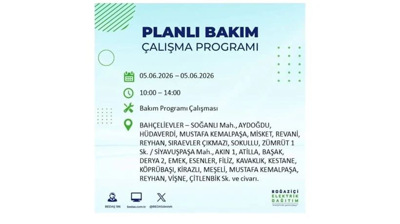 İstanbul'da 5 Haziran Cuma günü büyük elektrik kesintileri olacak! İşte ilçe ilçe kesinti yaşanacak bölgeler 13