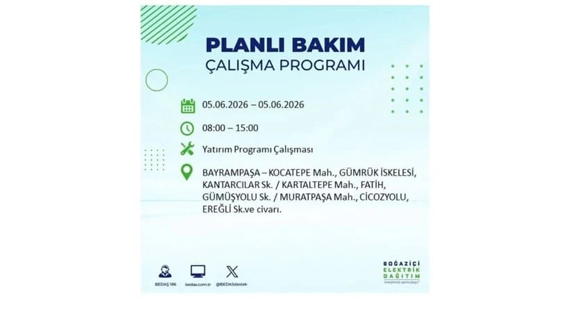 İstanbul'da 5 Haziran Cuma günü büyük elektrik kesintileri olacak! İşte ilçe ilçe kesinti yaşanacak bölgeler 16