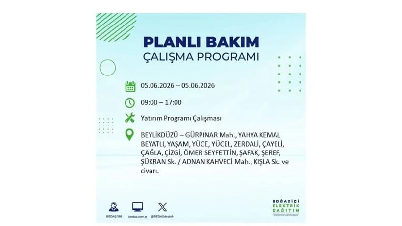 İstanbul'da 5 Haziran Cuma günü büyük elektrik kesintileri olacak! İşte ilçe ilçe kesinti yaşanacak bölgeler 17