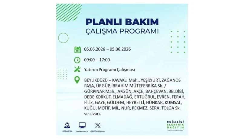 İstanbul'da 5 Haziran Cuma günü büyük elektrik kesintileri olacak! İşte ilçe ilçe kesinti yaşanacak bölgeler 18