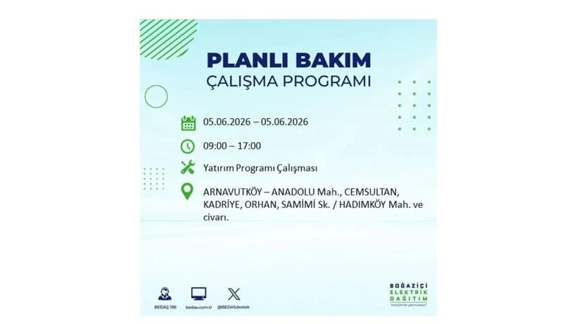 İstanbul'da 5 Haziran Cuma günü büyük elektrik kesintileri olacak! İşte ilçe ilçe kesinti yaşanacak bölgeler 2