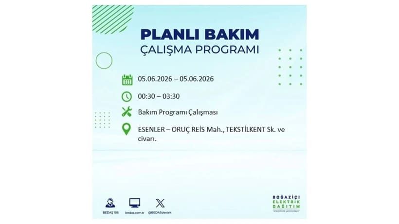 İstanbul'da 5 Haziran Cuma günü büyük elektrik kesintileri olacak! İşte ilçe ilçe kesinti yaşanacak bölgeler 26