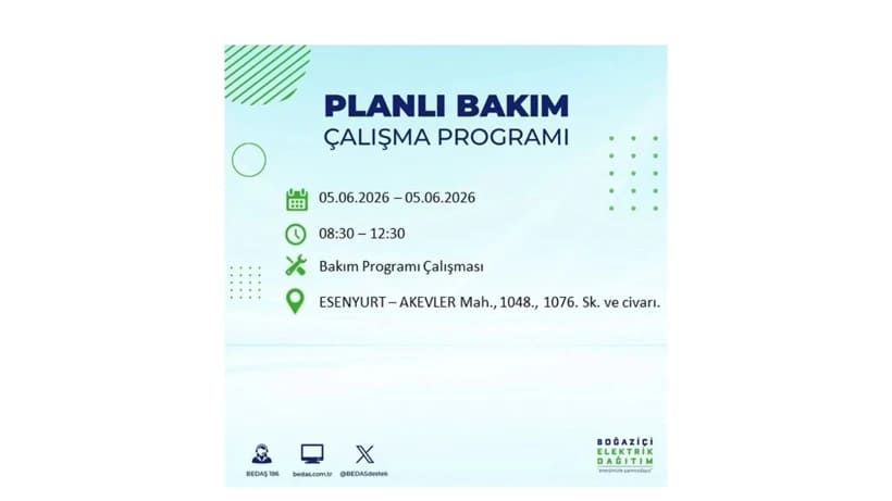 İstanbul'da 5 Haziran Cuma günü büyük elektrik kesintileri olacak! İşte ilçe ilçe kesinti yaşanacak bölgeler 29