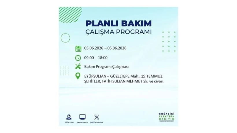 İstanbul'da 5 Haziran Cuma günü büyük elektrik kesintileri olacak! İşte ilçe ilçe kesinti yaşanacak bölgeler 32