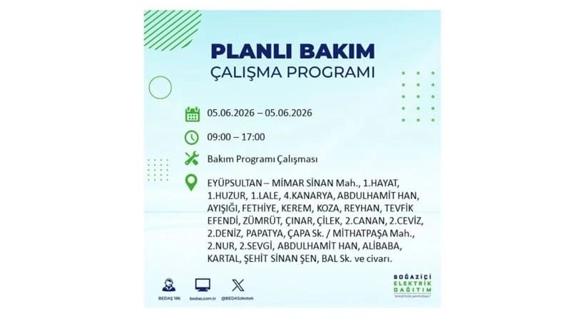 İstanbul'da 5 Haziran Cuma günü büyük elektrik kesintileri olacak! İşte ilçe ilçe kesinti yaşanacak bölgeler 33