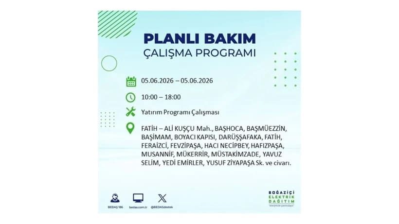 İstanbul'da 5 Haziran Cuma günü büyük elektrik kesintileri olacak! İşte ilçe ilçe kesinti yaşanacak bölgeler 35