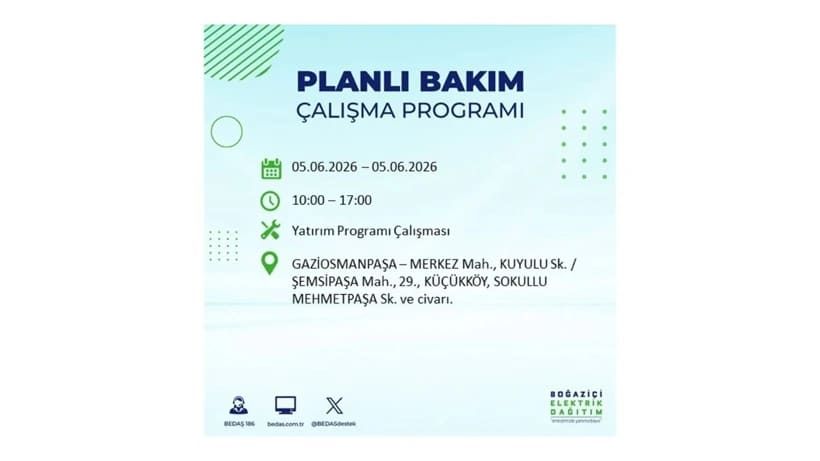 İstanbul'da 5 Haziran Cuma günü büyük elektrik kesintileri olacak! İşte ilçe ilçe kesinti yaşanacak bölgeler 37
