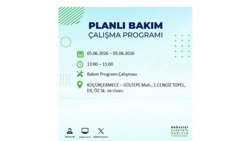 İstanbul'da 5 Haziran Cuma günü büyük elektrik kesintileri olacak! İşte ilçe ilçe kesinti yaşanacak bölgeler 39