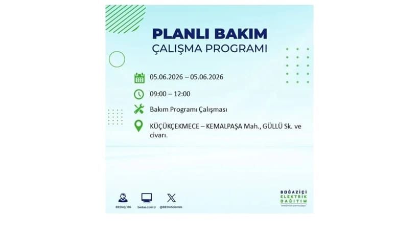 İstanbul'da 5 Haziran Cuma günü büyük elektrik kesintileri olacak! İşte ilçe ilçe kesinti yaşanacak bölgeler 40