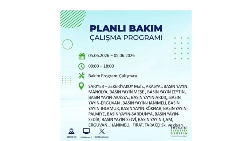 İstanbul'da 5 Haziran Cuma günü büyük elektrik kesintileri olacak! İşte ilçe ilçe kesinti yaşanacak bölgeler 41