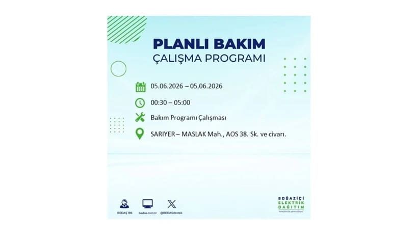 İstanbul'da 5 Haziran Cuma günü büyük elektrik kesintileri olacak! İşte ilçe ilçe kesinti yaşanacak bölgeler 42