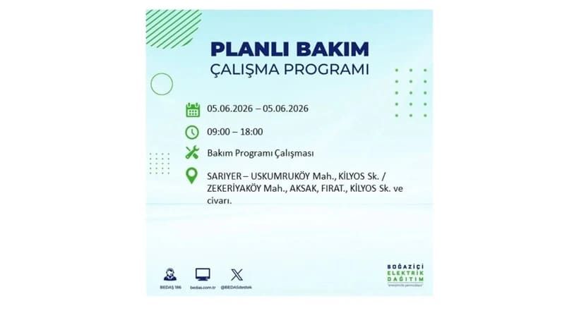 İstanbul'da 5 Haziran Cuma günü büyük elektrik kesintileri olacak! İşte ilçe ilçe kesinti yaşanacak bölgeler 43