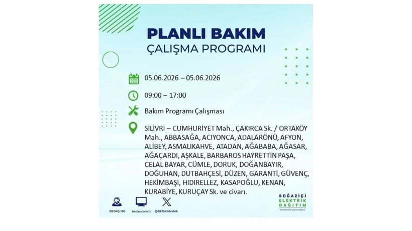 İstanbul'da 5 Haziran Cuma günü büyük elektrik kesintileri olacak! İşte ilçe ilçe kesinti yaşanacak bölgeler 46