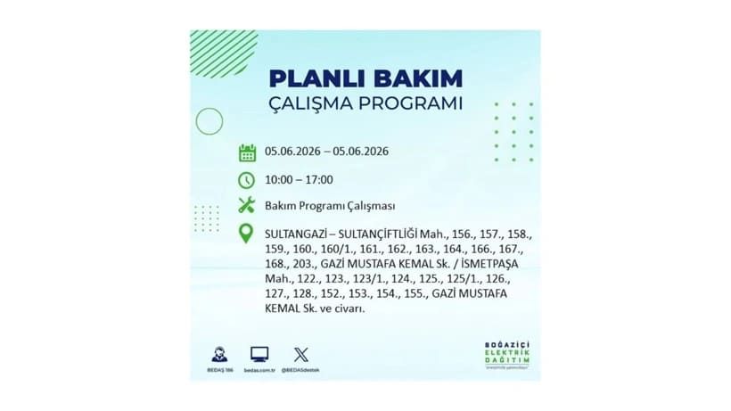 İstanbul'da 5 Haziran Cuma günü büyük elektrik kesintileri olacak! İşte ilçe ilçe kesinti yaşanacak bölgeler 47