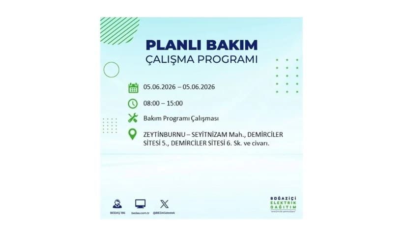 İstanbul'da 5 Haziran Cuma günü büyük elektrik kesintileri olacak! İşte ilçe ilçe kesinti yaşanacak bölgeler 50