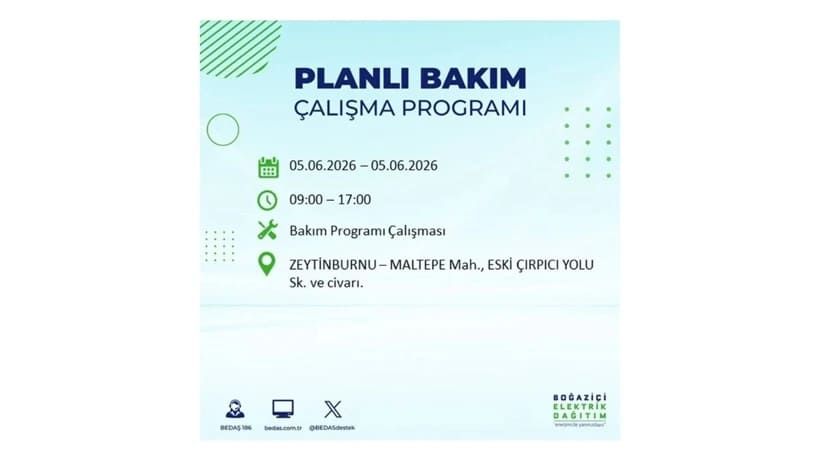 İstanbul'da 5 Haziran Cuma günü büyük elektrik kesintileri olacak! İşte ilçe ilçe kesinti yaşanacak bölgeler 52