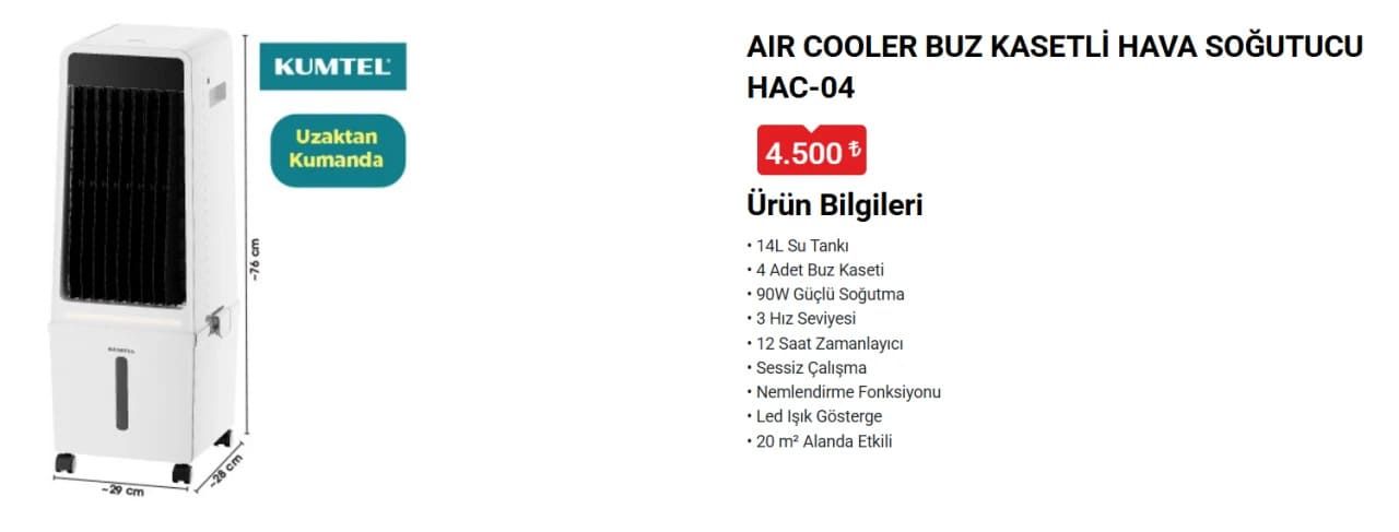 BİM’e 17 Haziran Çarşamba Kumtel buz kasetli hava soğutucu geliyor! 11