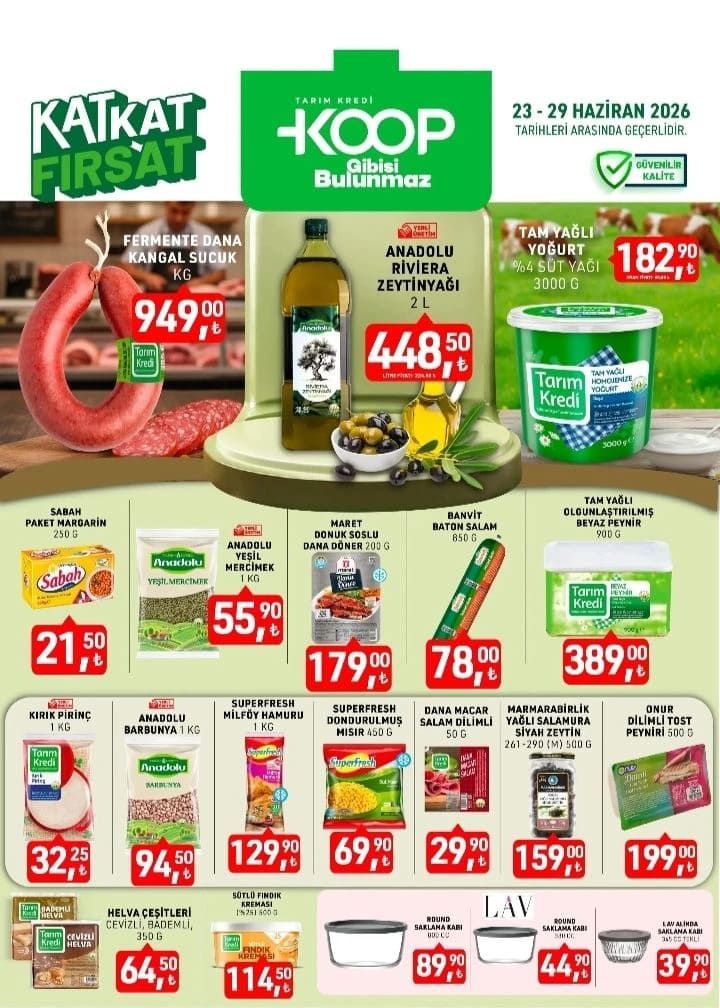 Zeytinyağında indirim! Tarım Kredi KOOP 23-29 Haziran aktüel ürünler kataloğu yayımlandı 1