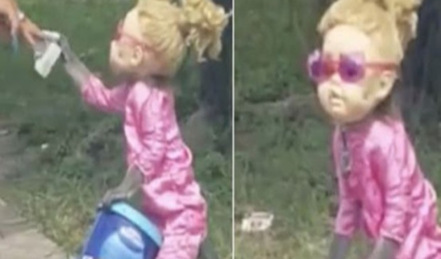 Maymuna bebek maskesi takıp dilendirdiler!