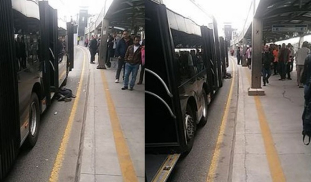 Metrobüs durağında feci kaza!