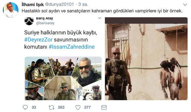 "Hastalıklı sol aydın ve sanatçılara iyi bir örnek