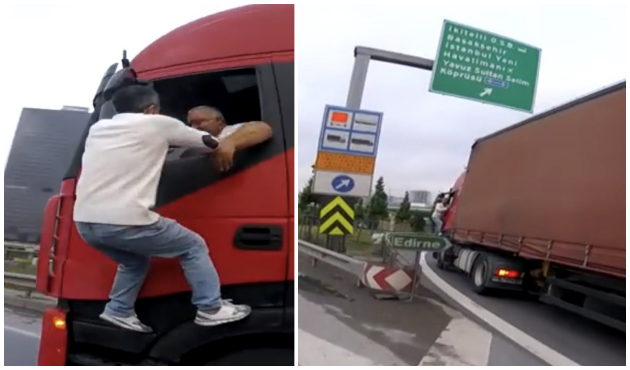Otoyolda film gibi trafik kavgası!
