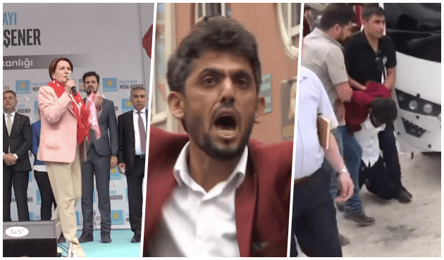 Akşener'e tepki gösteren şehit yakınına linç!