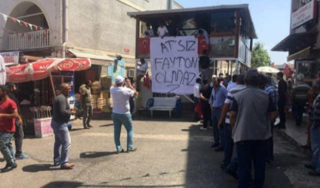 Adalar'da bu kez faytoncular eylem yaptı!