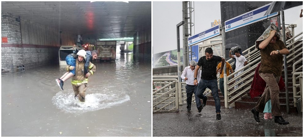 Sağanak yağmur İstanbullulara zor anlar yaşattı!