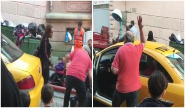 Trafiğe giren taksici sinirini turistten çıkardı!