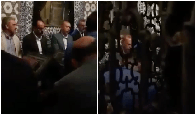 Erdoğan, Eyüp Sultan'ın türbesinde Kur'an okudu!