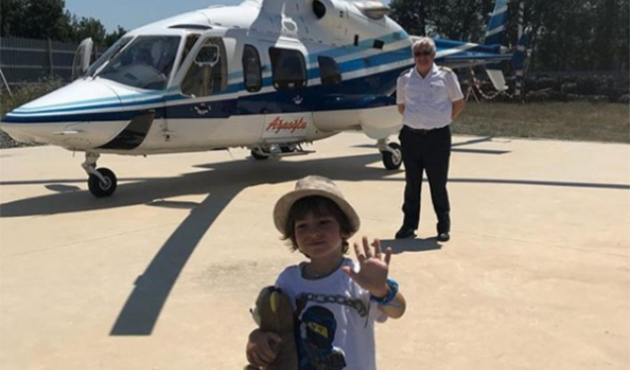 Babasını özledi, anında ayağına helikopter gitti!