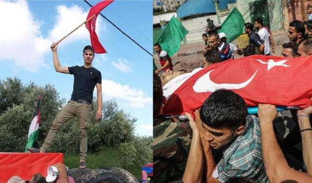 Gazze şehidi Türk bayrağıyla uğurlandı!