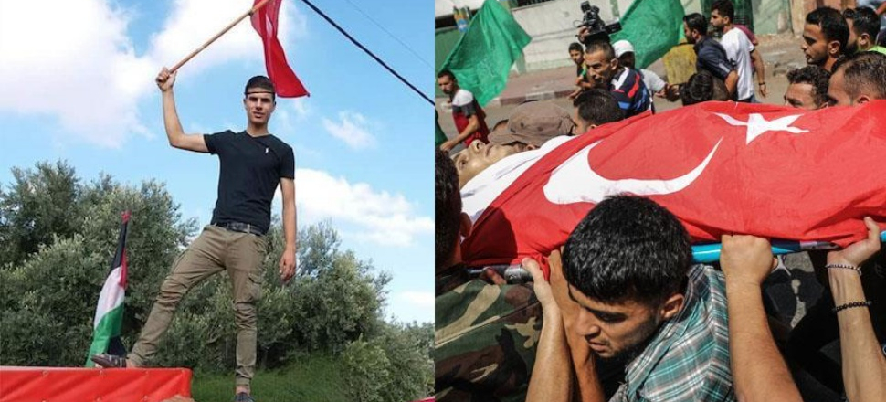 Gazze şehidi Türk bayrağıyla uğurlandı!