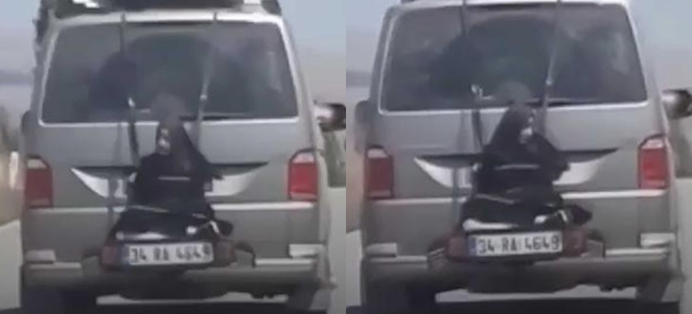 Kadını minibüsün arkasına bağladılar....