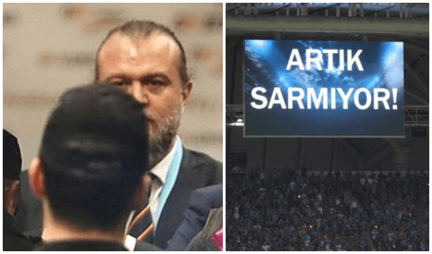 O pankart kızdırdı! Hasan Şaş taraftarla tartıştı