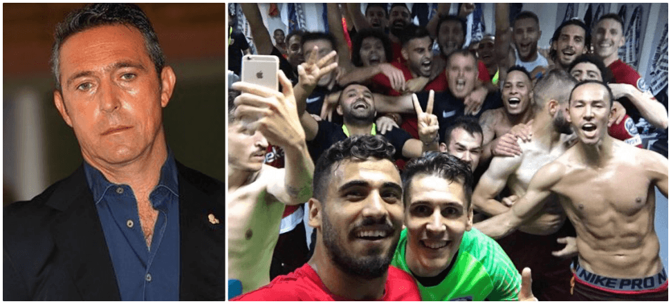 Ali Koç, Kayserispor soyunma odasına gidip futbolcuları kutladı! / VİDEO
