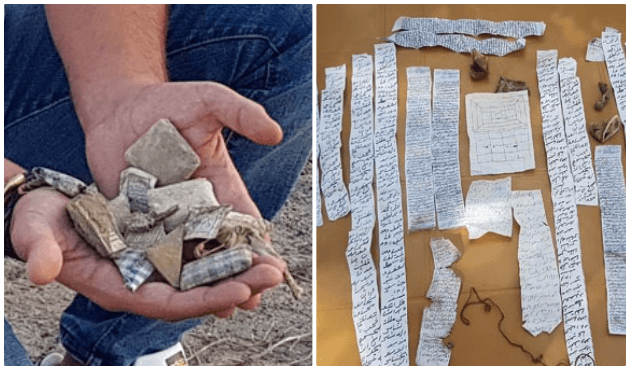 Baraj suyu çekildi, çok sayıda muska ortaya çıktı!
