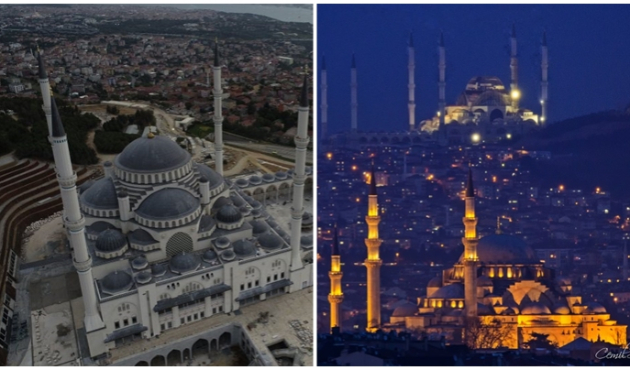 Şehrin uzak noktalarından görülebilen Çamlıca Cami'ne havadan bakış!