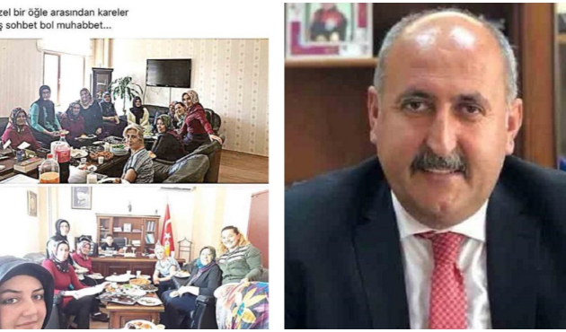 11 kadın makam odasında gün düzenledi!