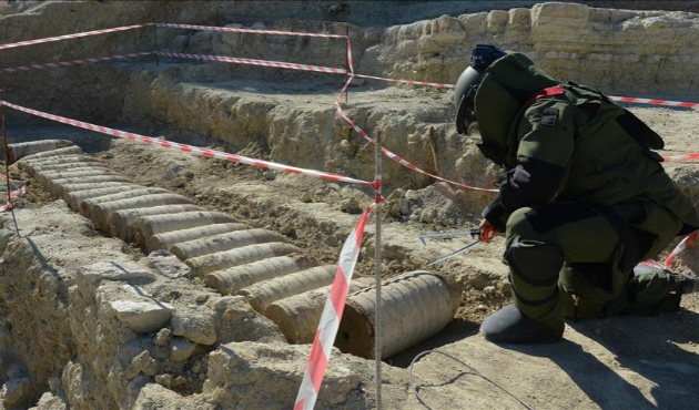 Çanakkale'de patlamamış top mermisi imha edildi...