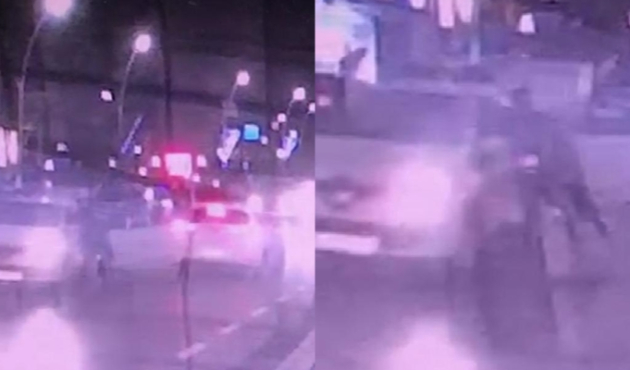 Polis memurunu aracıyla böyle sürükledi...