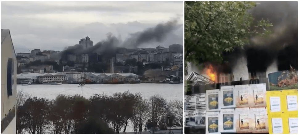 Beyoğlu Şişhane'de lüks otelin yanında yangın! İşte ilk görüntüler...