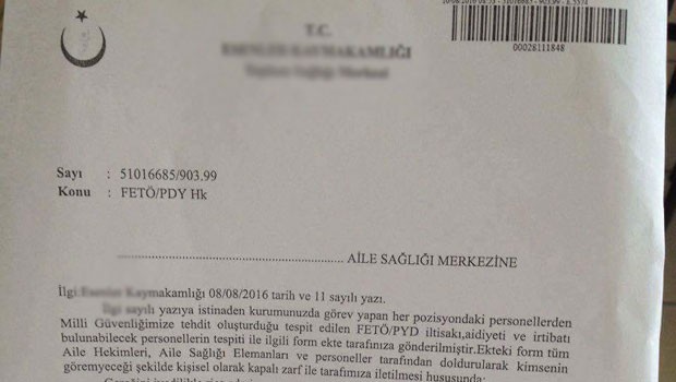 Aile sağlığı merkezlerine gönderildi! 5 soruluk FETÖ anketi...