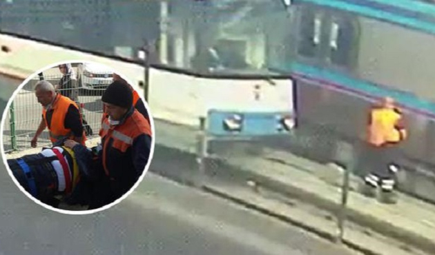 2 tramvay peş peşe çarptı, hayatta!
