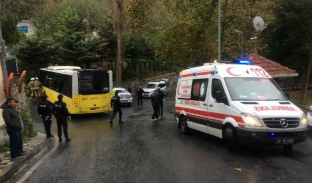 Kontrolden çıkan otobüs duvara çarptı!