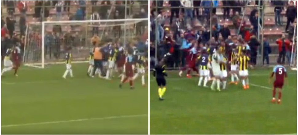 Trabzonspor-Fenerbahçe U21 maçında rezil anlar! Birbirlerine girdiler...