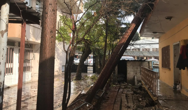 Adıyaman'da rüzgar ağaç ve duvarı yıktı